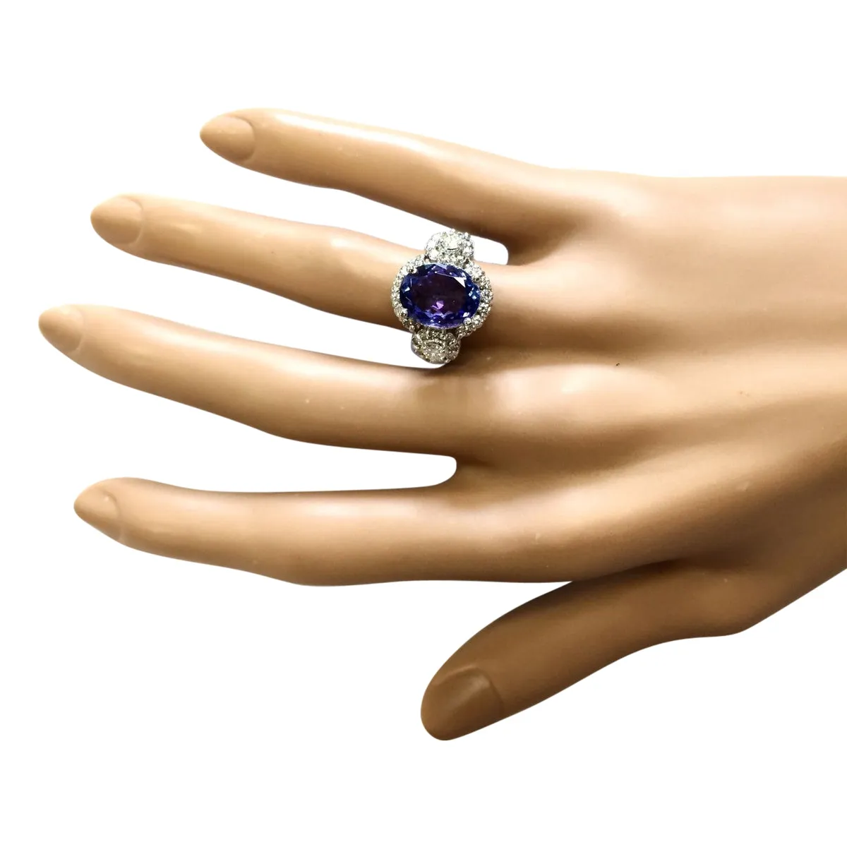 4.80 Carat Natural Tanzanite 14K White Gold Diamond Ring