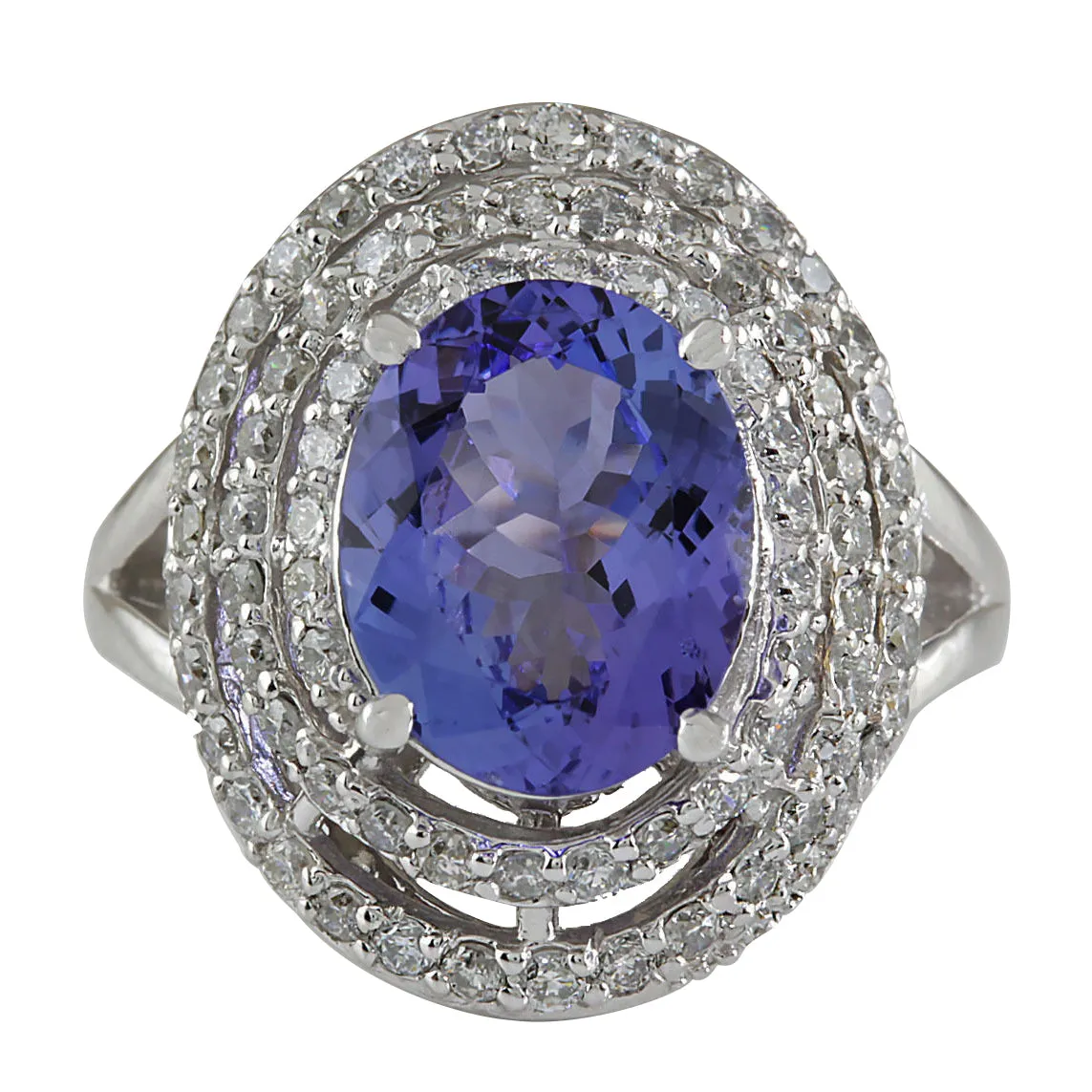 4.83 Carat Natural Tanzanite 14K White Gold Diamond Ring