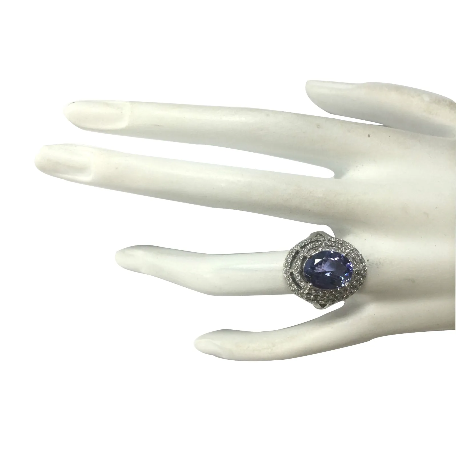 4.83 Carat Natural Tanzanite 14K White Gold Diamond Ring