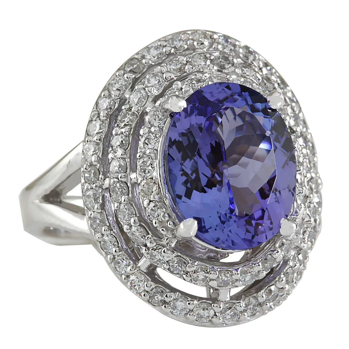 4.83 Carat Natural Tanzanite 14K White Gold Diamond Ring