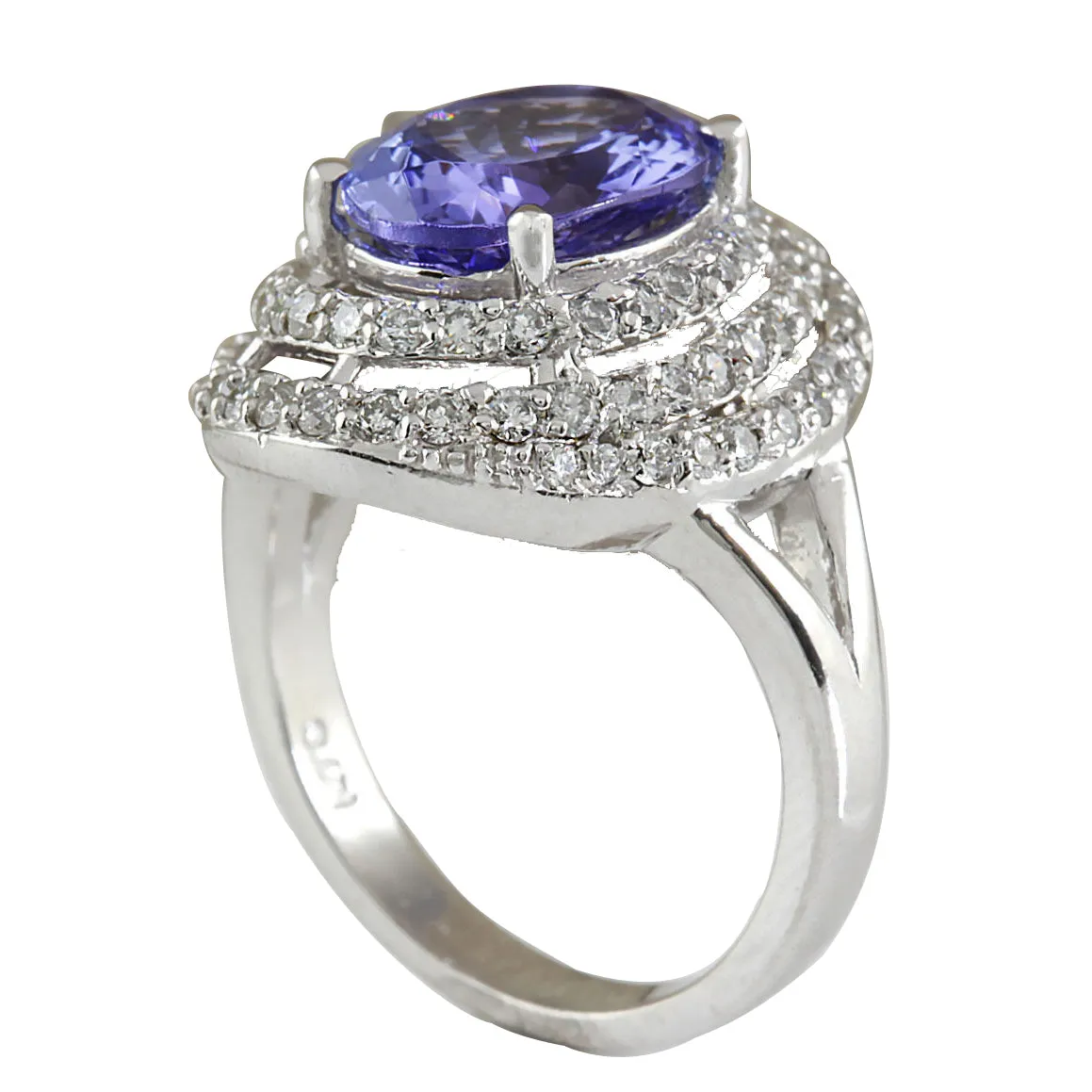 4.83 Carat Natural Tanzanite 14K White Gold Diamond Ring