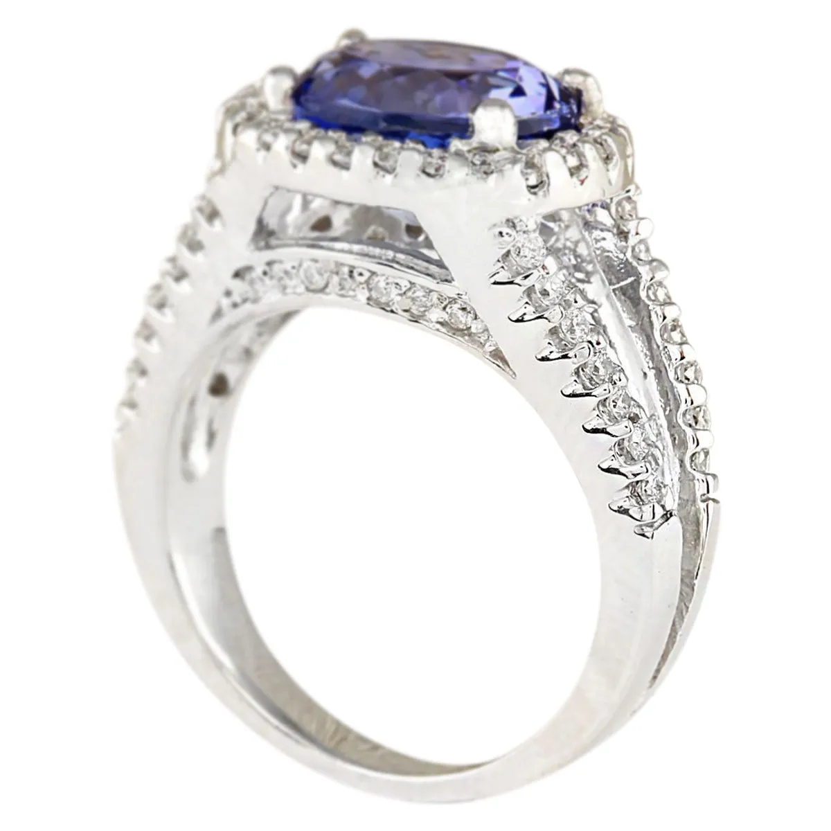 4.86 Carat Natural Tanzanite 14K White Gold Diamond Ring