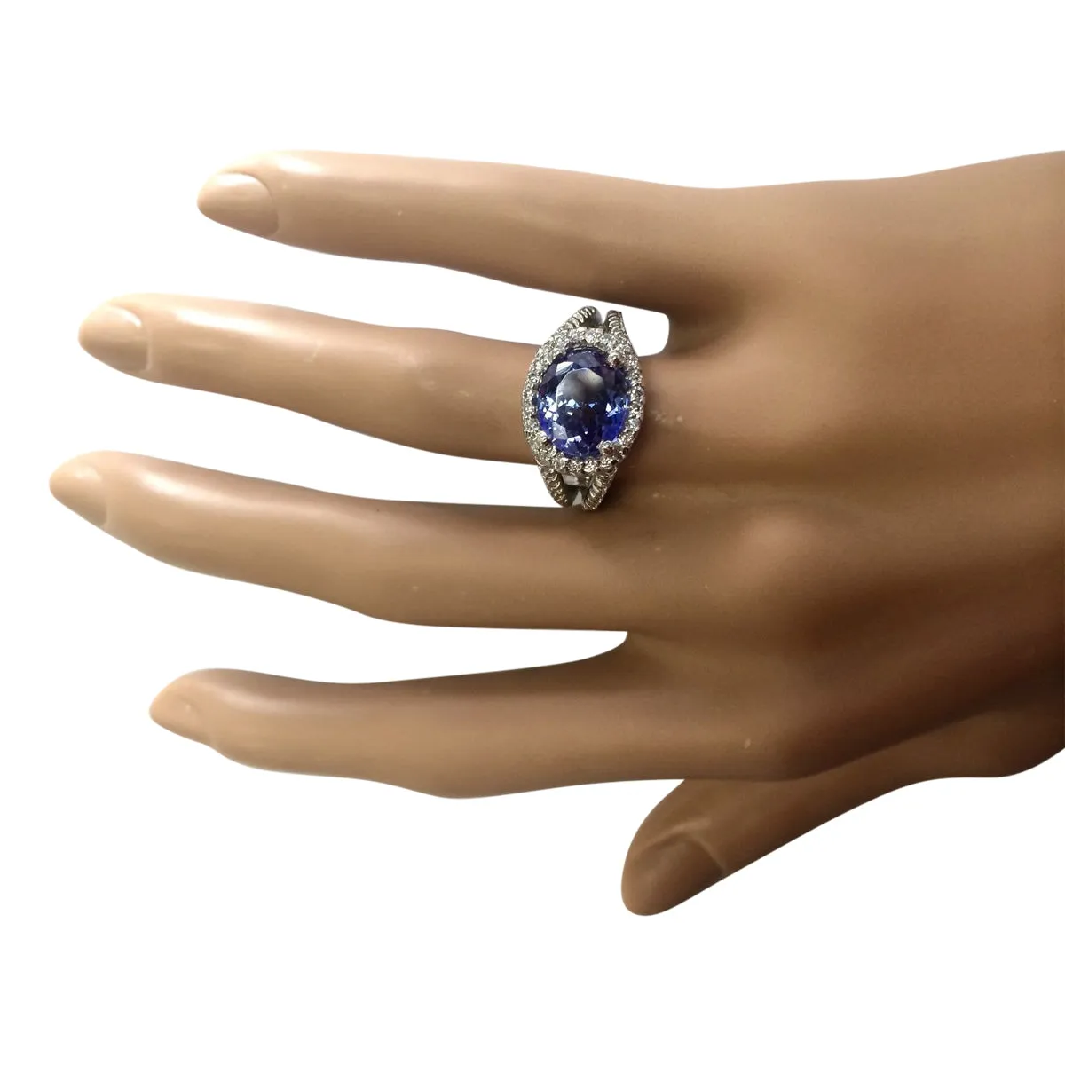4.86 Carat Natural Tanzanite 14K White Gold Diamond Ring