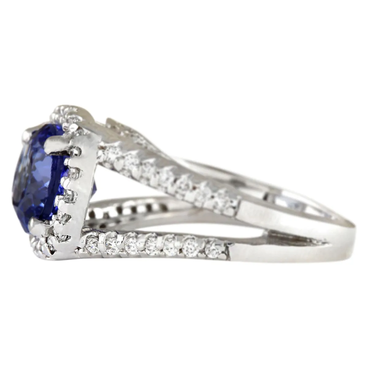 4.86 Carat Natural Tanzanite 14K White Gold Diamond Ring