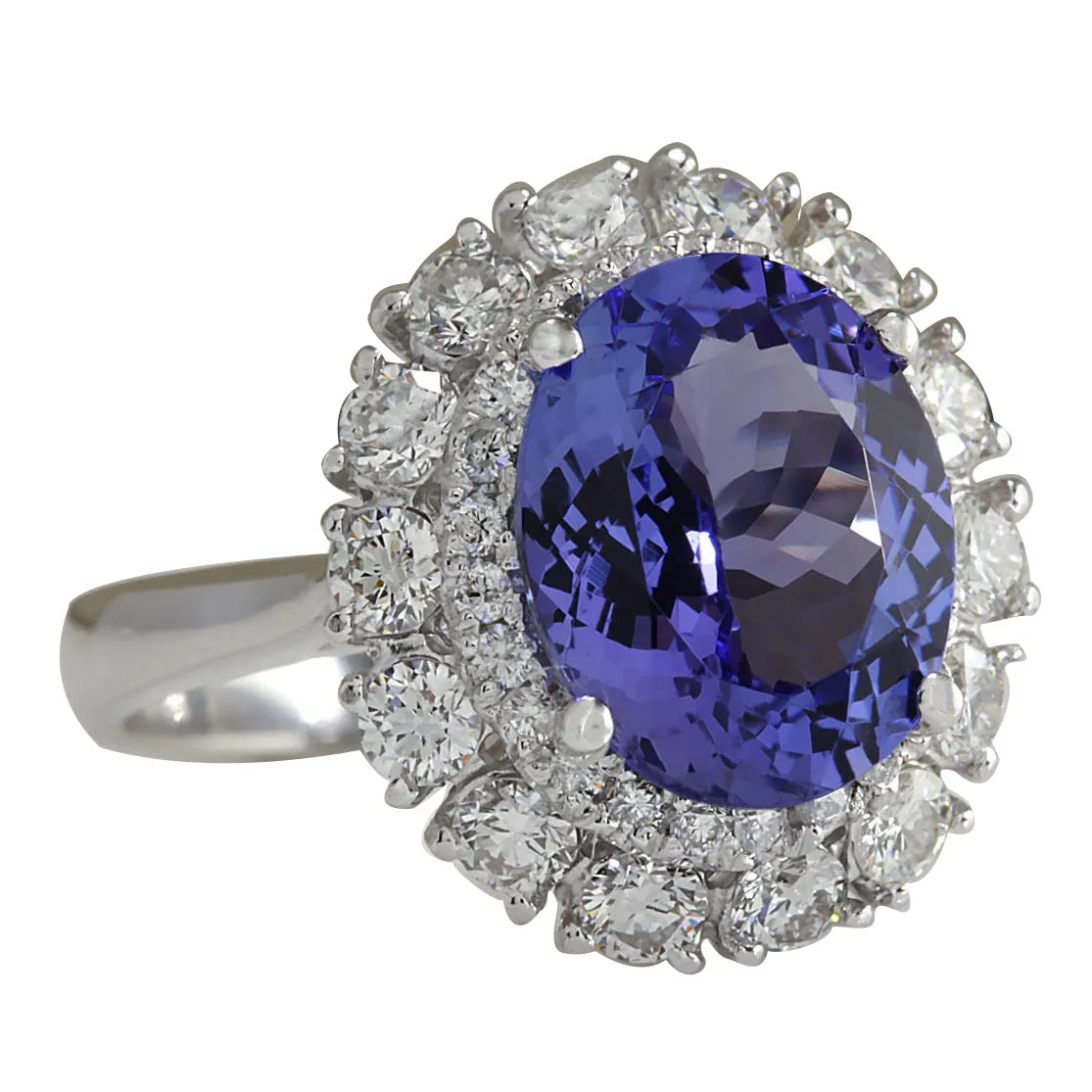 4.88 Carat Natural Tanzanite 14K White Gold Diamond Ring