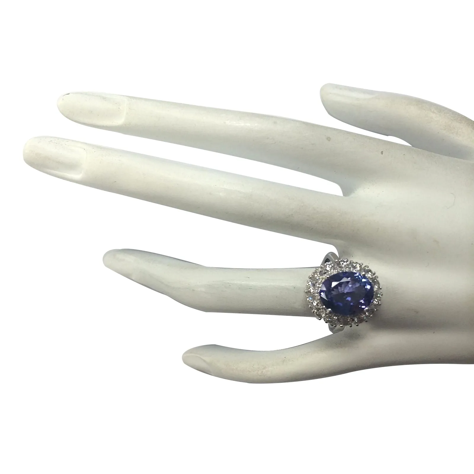 4.88 Carat Natural Tanzanite 14K White Gold Diamond Ring