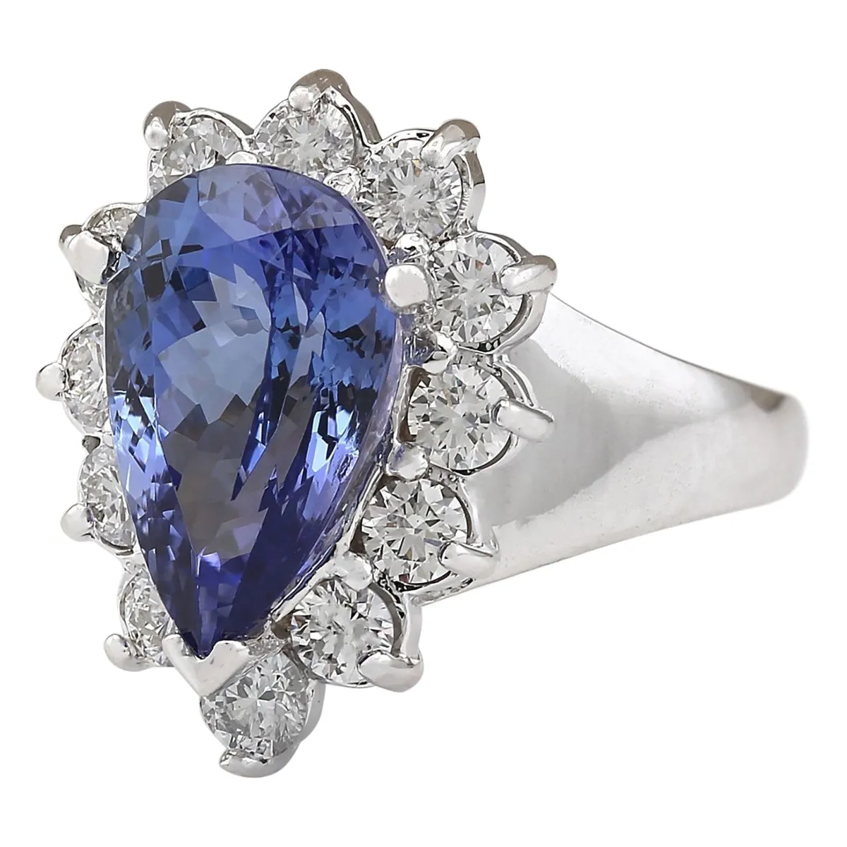 4.92 Carat Natural Tanzanite 14K White Gold Diamond Ring