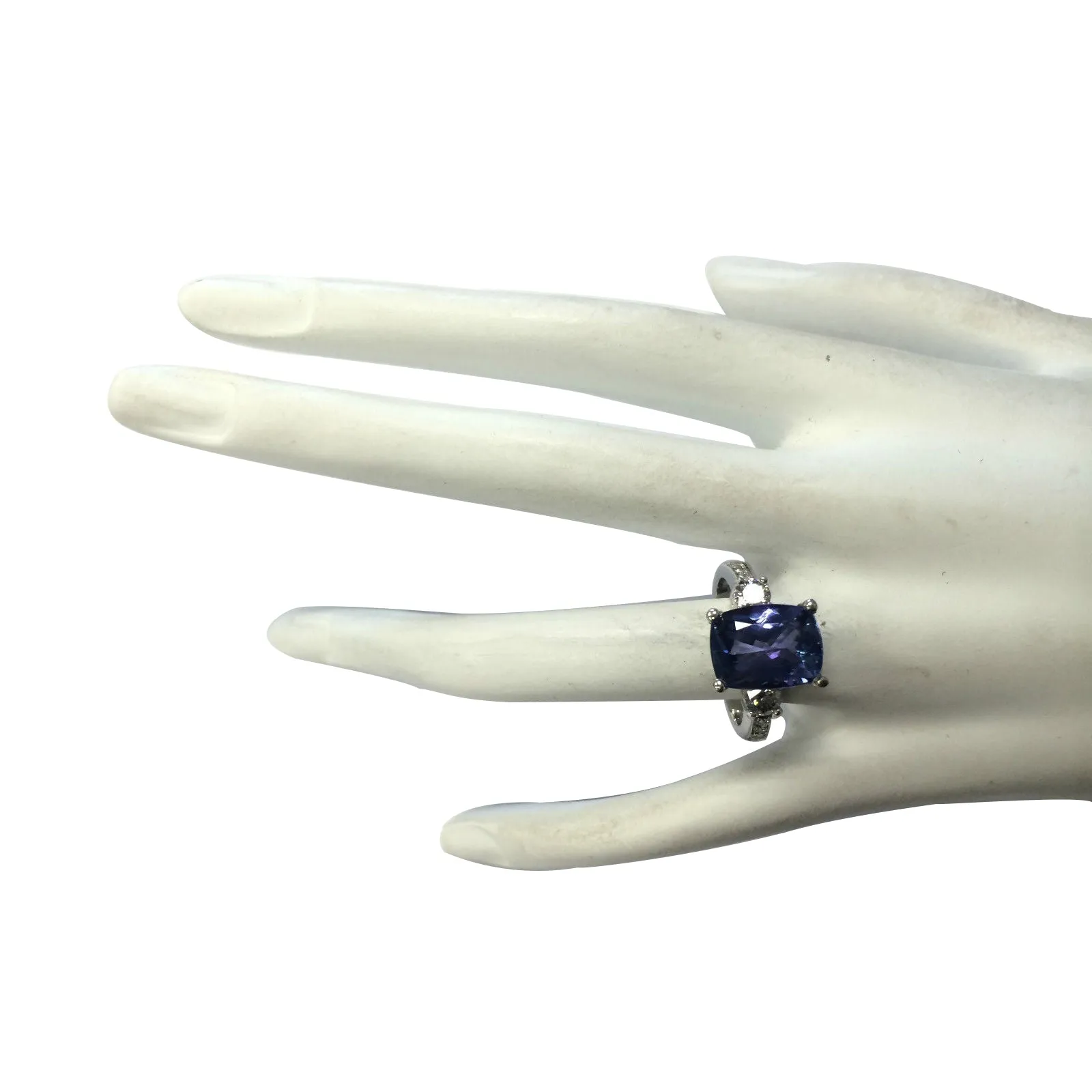 4.92 Carat Natural Tanzanite 14K White Gold Diamond Ring