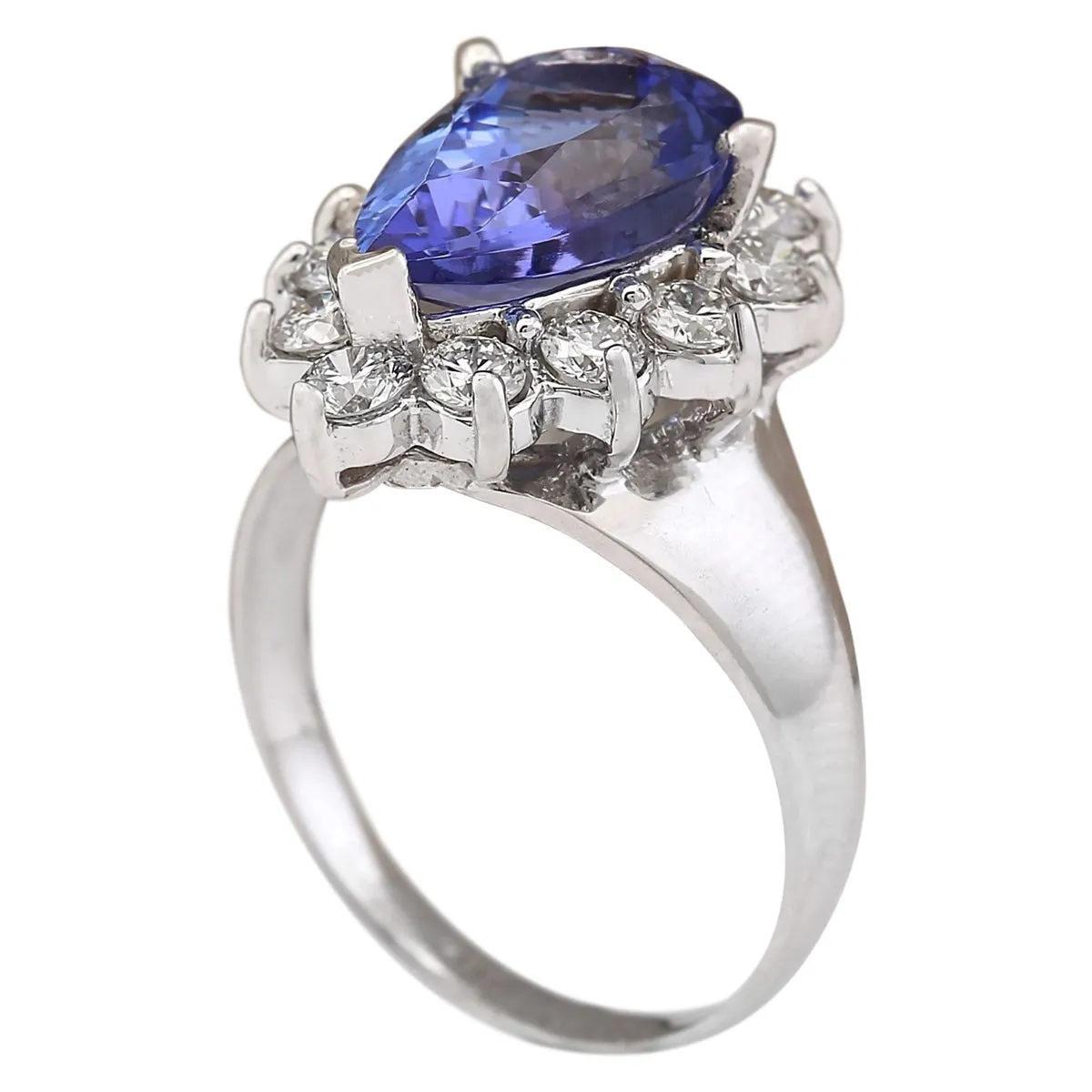 4.92 Carat Natural Tanzanite 14K White Gold Diamond Ring