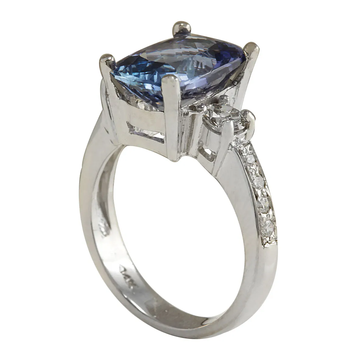 4.92 Carat Natural Tanzanite 14K White Gold Diamond Ring
