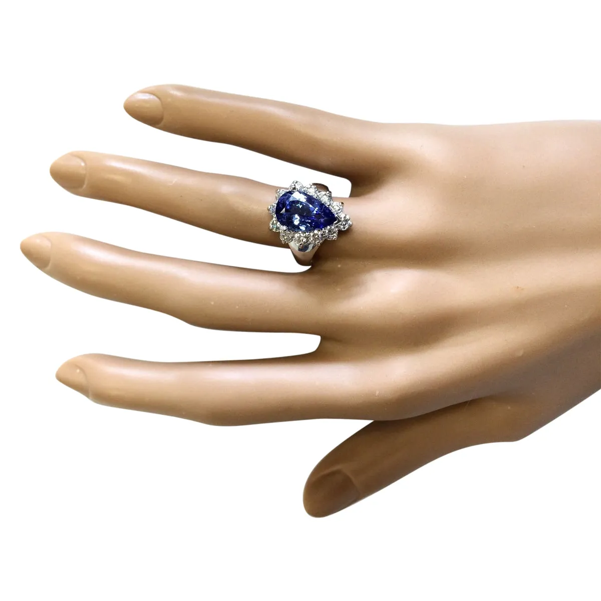4.92 Carat Natural Tanzanite 14K White Gold Diamond Ring