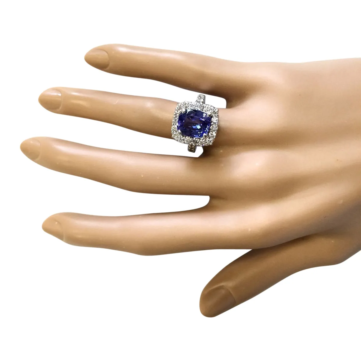 4.95 Carat Natural Tanzanite 14K White Gold Diamond Ring