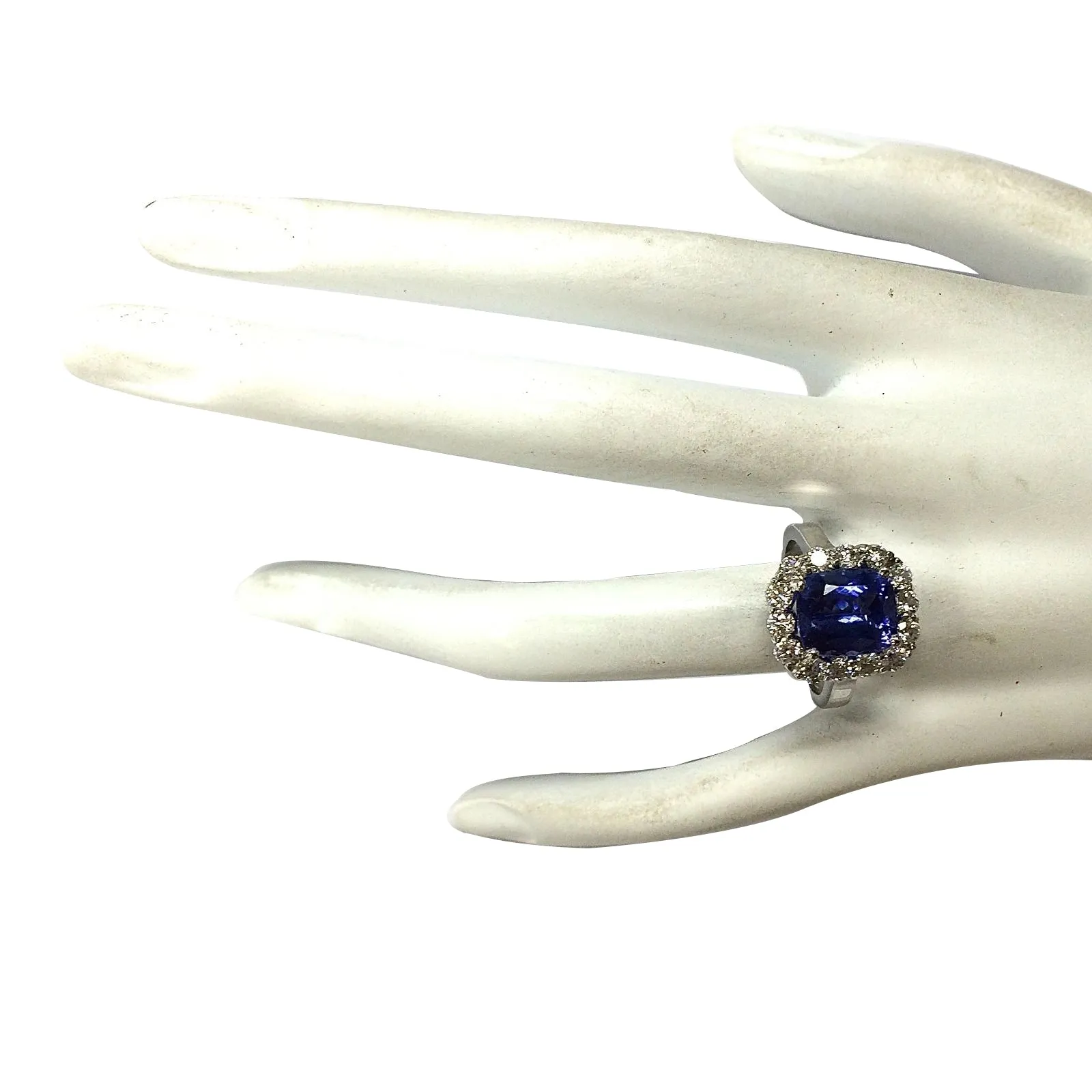 4.97 Carat Natural Tanzanite 14K White Gold Diamond Ring
