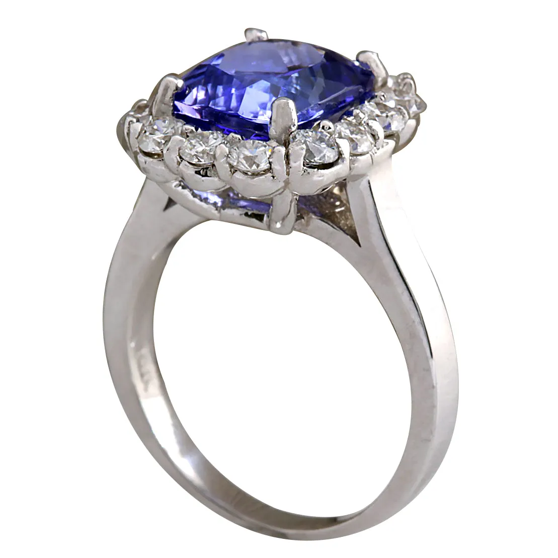 4.97 Carat Natural Tanzanite 14K White Gold Diamond Ring
