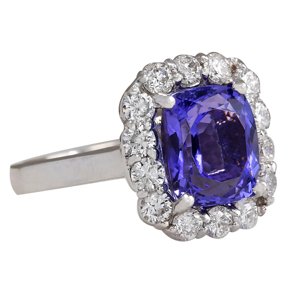 4.97 Carat Natural Tanzanite 14K White Gold Diamond Ring