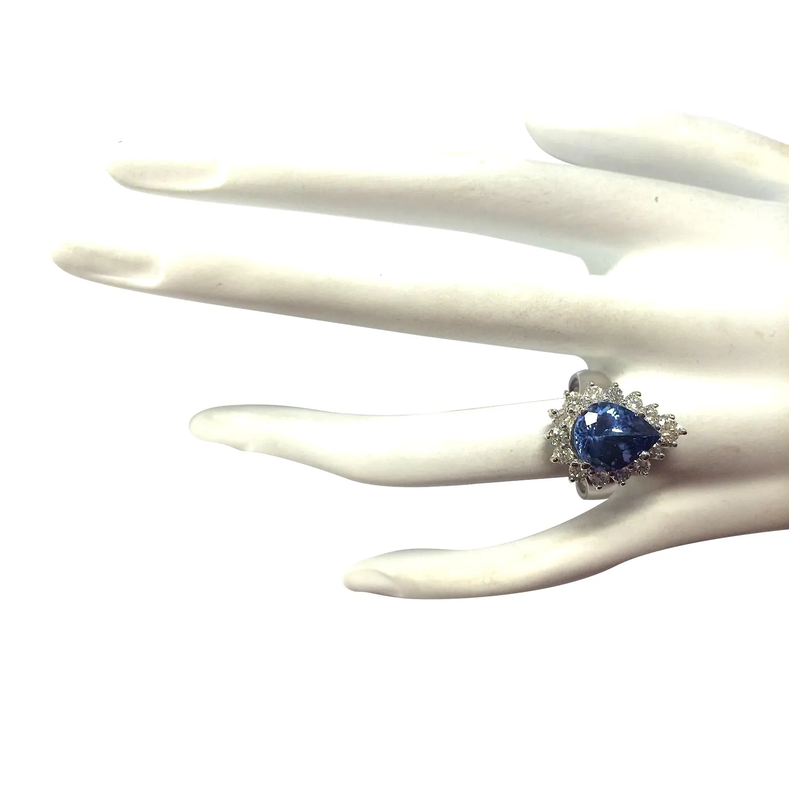 5.10 Carat Natural Tanzanite 14K White Gold Diamond Ring