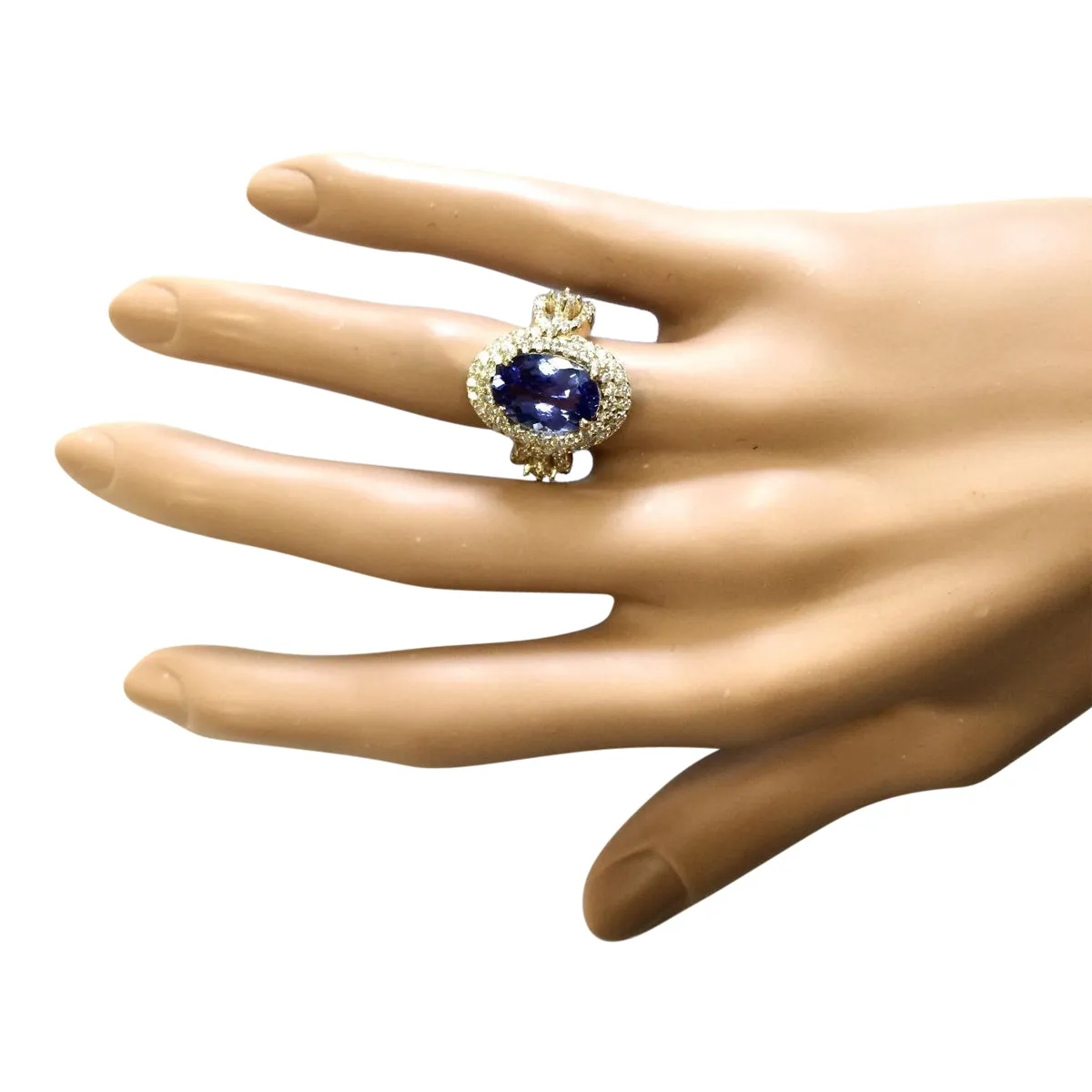 5.11 Carat Natural Tanzanite 14K Yellow Gold Diamond Ring