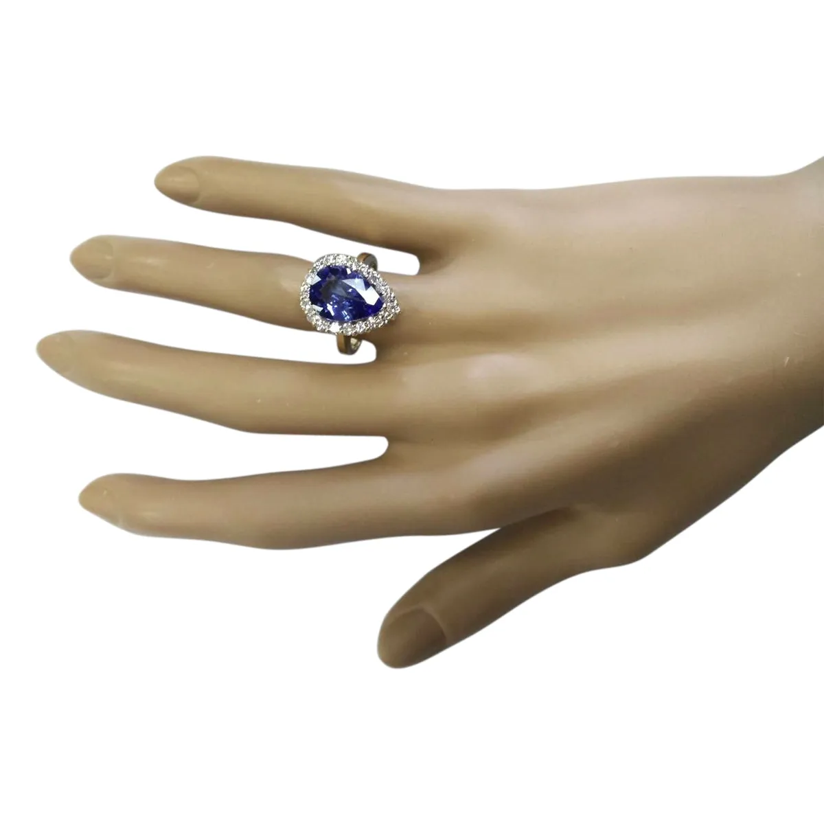 5.19 Carat Natural Tanzanite 14K Yellow Gold Diamond Ring