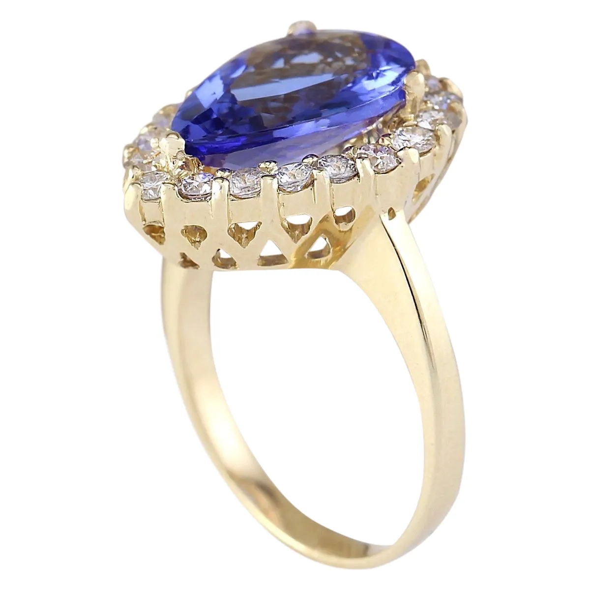 5.19 Carat Natural Tanzanite 14K Yellow Gold Diamond Ring