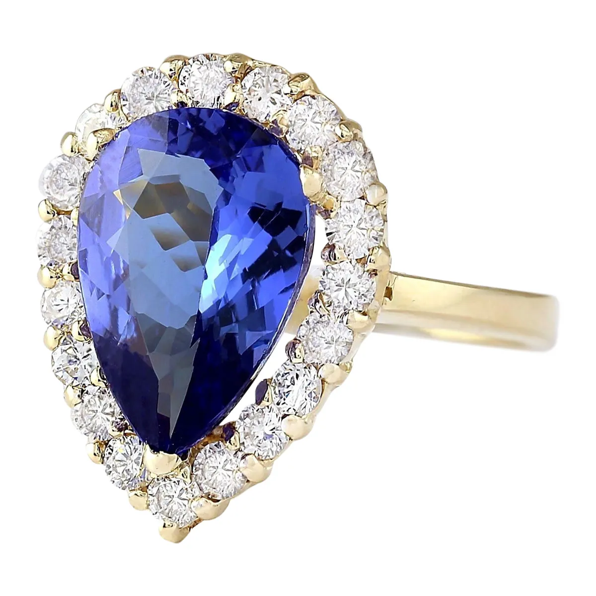 5.19 Carat Natural Tanzanite 14K Yellow Gold Diamond Ring