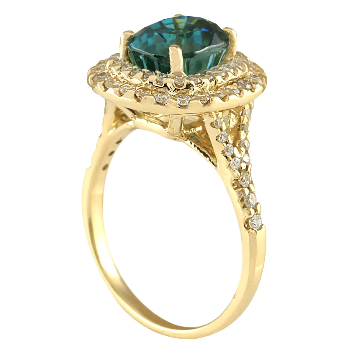 5.21 Carat Natural Zircon 14K Yellow Gold Diamond Ring