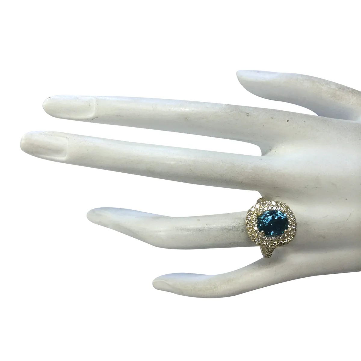 5.21 Carat Natural Zircon 14K Yellow Gold Diamond Ring