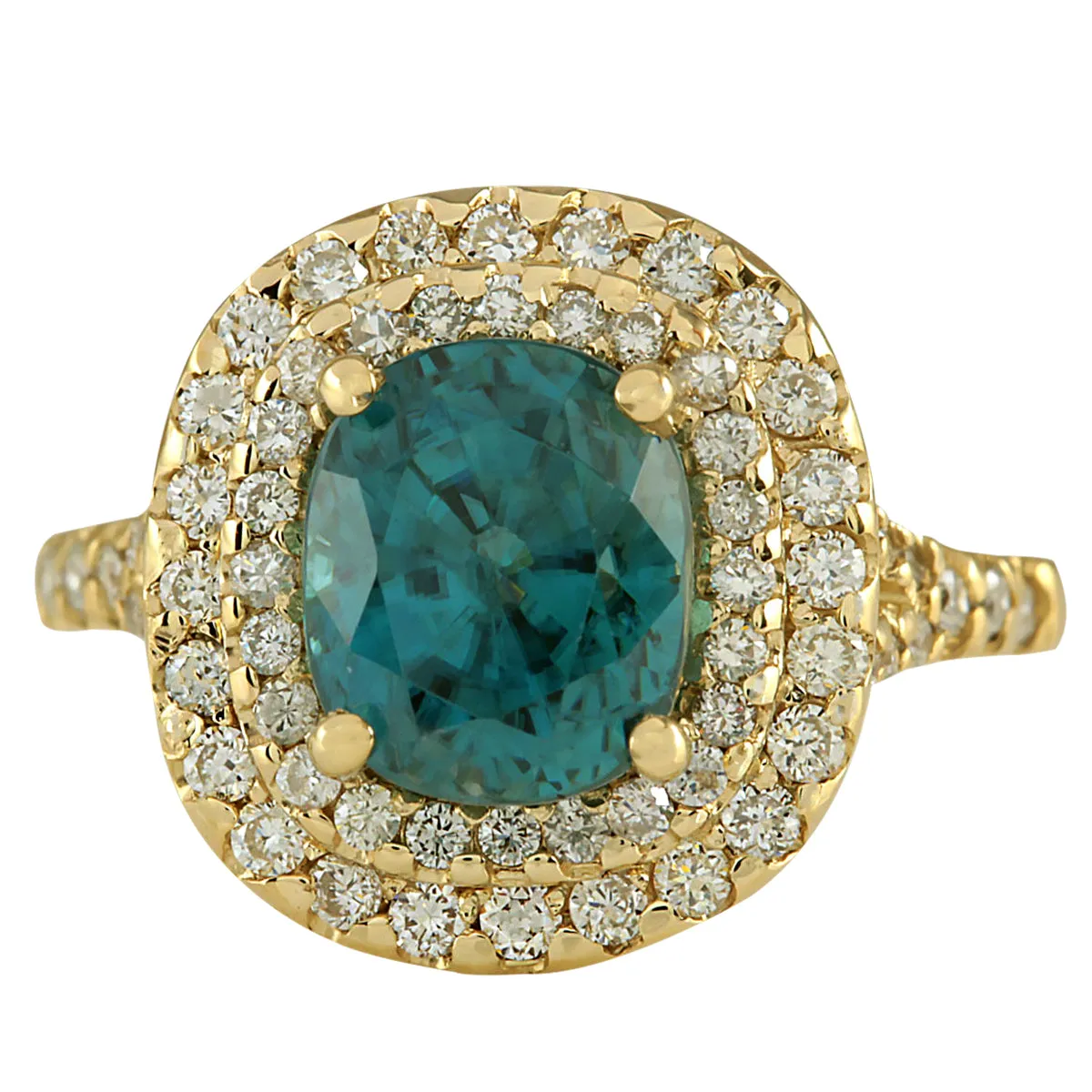 5.21 Carat Natural Zircon 14K Yellow Gold Diamond Ring