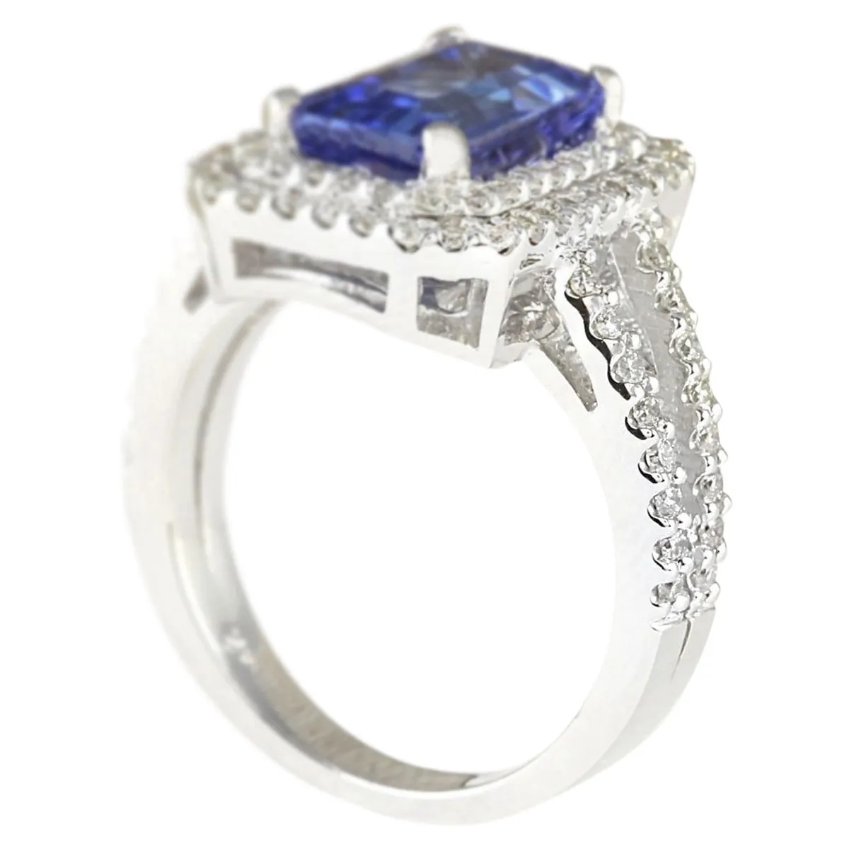 5.23 Carat Natural Tanzanite 14K White Gold Diamond Ring