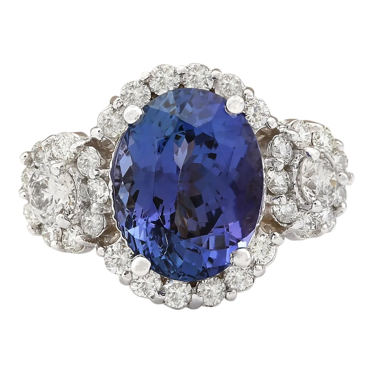 5.32 Carat Natural Tanzanite 14K White Gold Diamond Ring