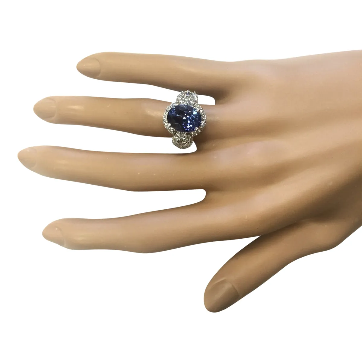 5.32 Carat Natural Tanzanite 14K White Gold Diamond Ring