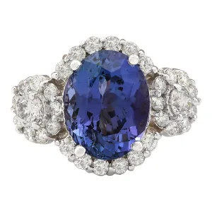5.32 Carat Natural Tanzanite 14K White Gold Diamond Ring