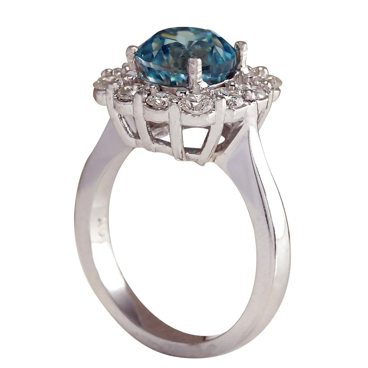 5.33 Carat Natural Zircon 14K White Gold Diamond Ring