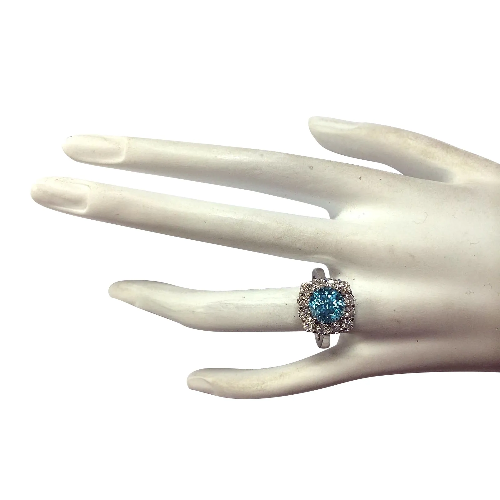 5.33 Carat Natural Zircon 14K White Gold Diamond Ring