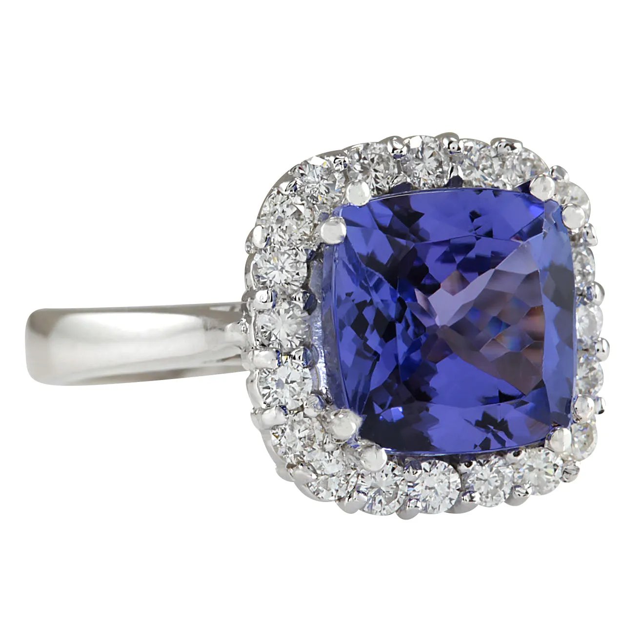 5.35 Carat Natural Tanzanite 14K White Gold Diamond Ring