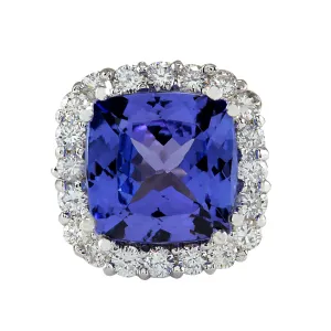5.35 Carat Natural Tanzanite 14K White Gold Diamond Ring