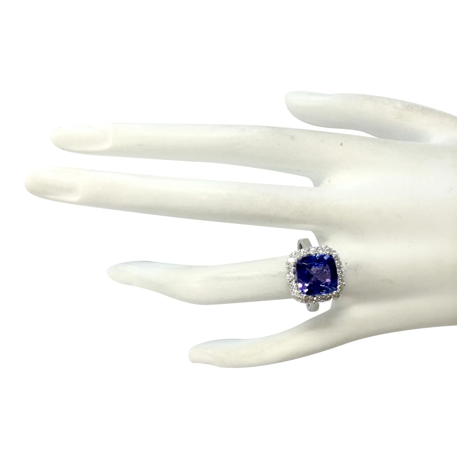 5.35 Carat Natural Tanzanite 14K White Gold Diamond Ring
