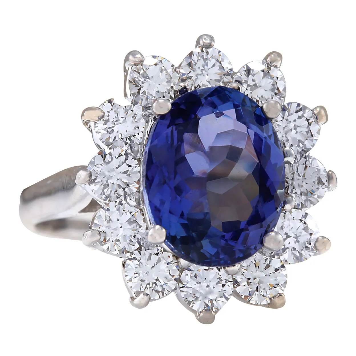 5.44 Carat Natural Tanzanite 14K White Gold Diamond Ring