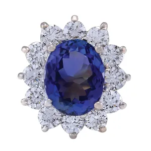 5.44 Carat Natural Tanzanite 14K White Gold Diamond Ring