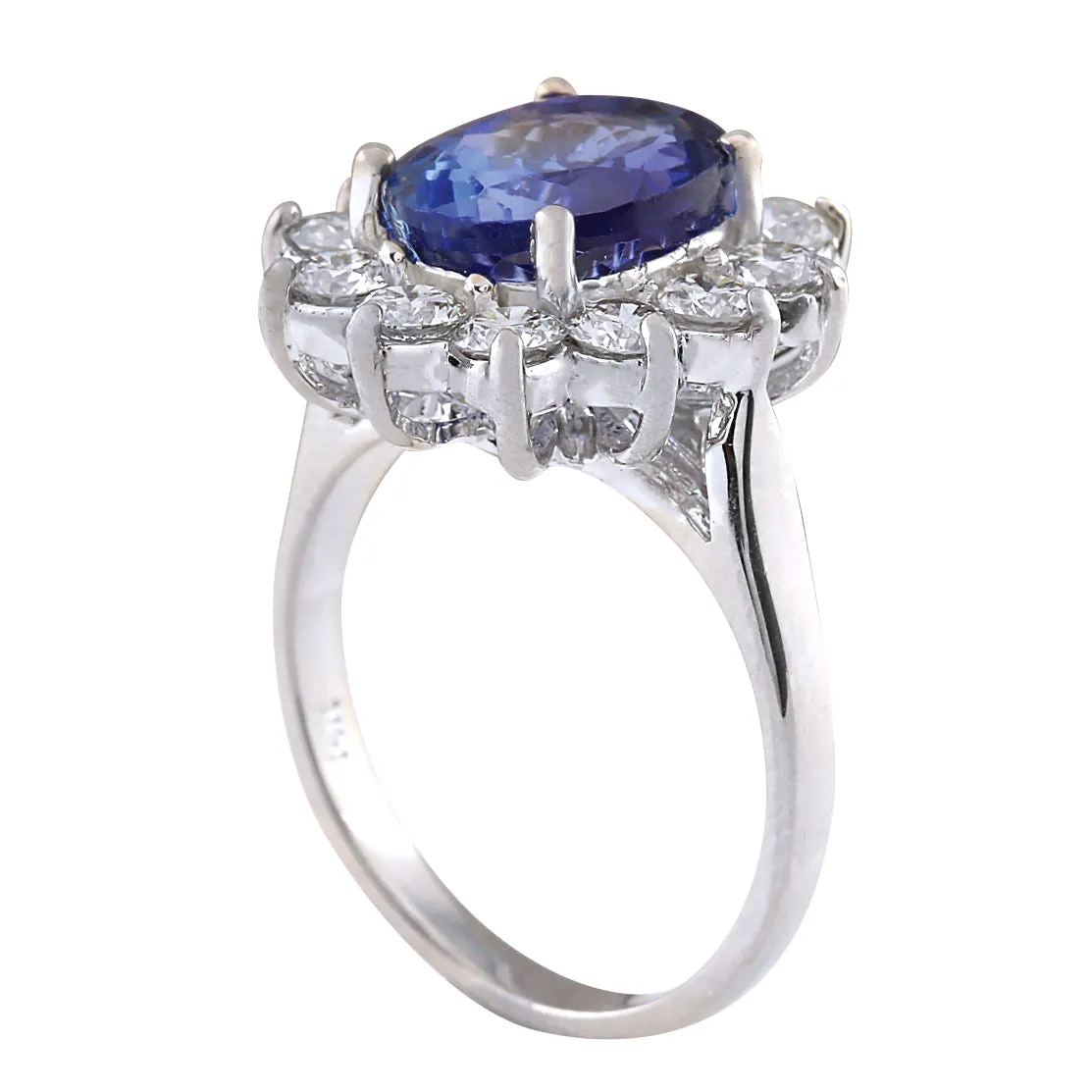 5.44 Carat Natural Tanzanite 14K White Gold Diamond Ring