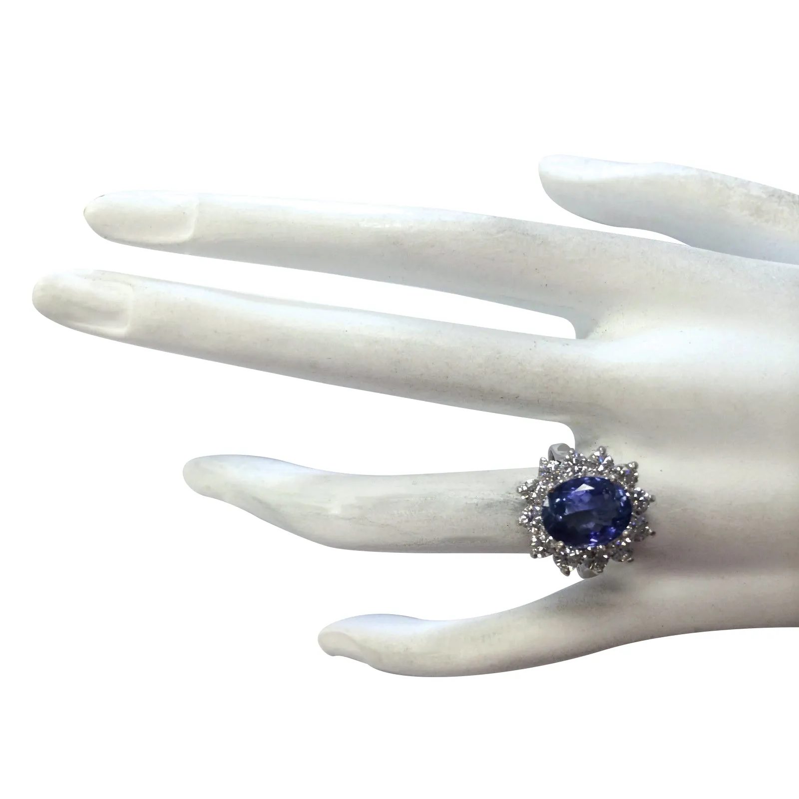 5.44 Carat Natural Tanzanite 14K White Gold Diamond Ring