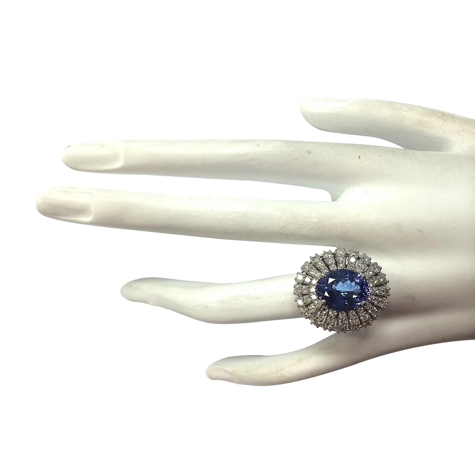 5.45 Carat Natural Tanzanite 14K White Gold Diamond Ring