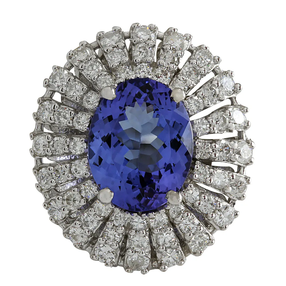 5.45 Carat Natural Tanzanite 14K White Gold Diamond Ring