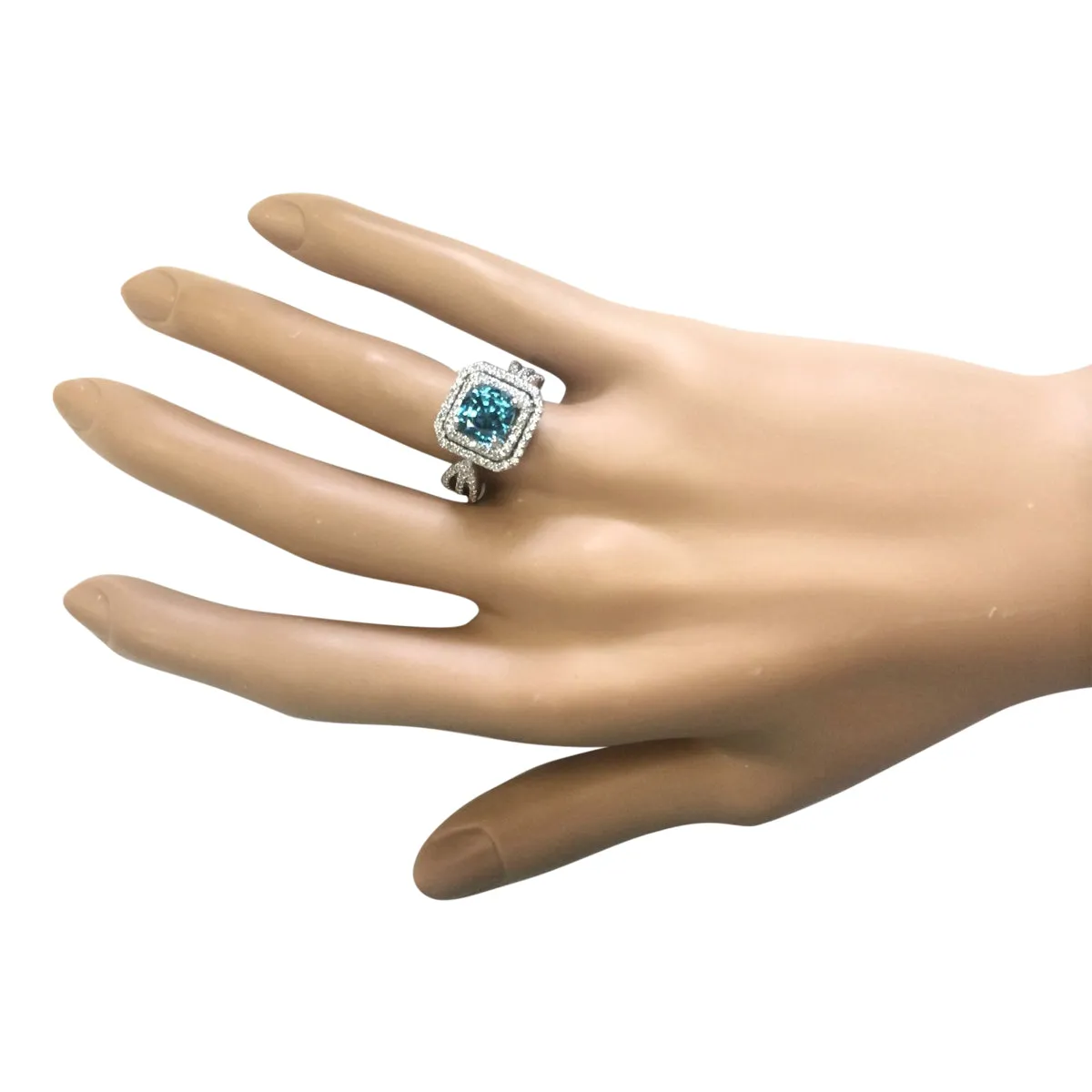 5.46 Carat Natural Zircon 14K White Gold Diamond Ring