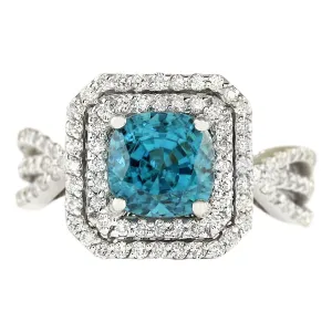5.46 Carat Natural Zircon 14K White Gold Diamond Ring