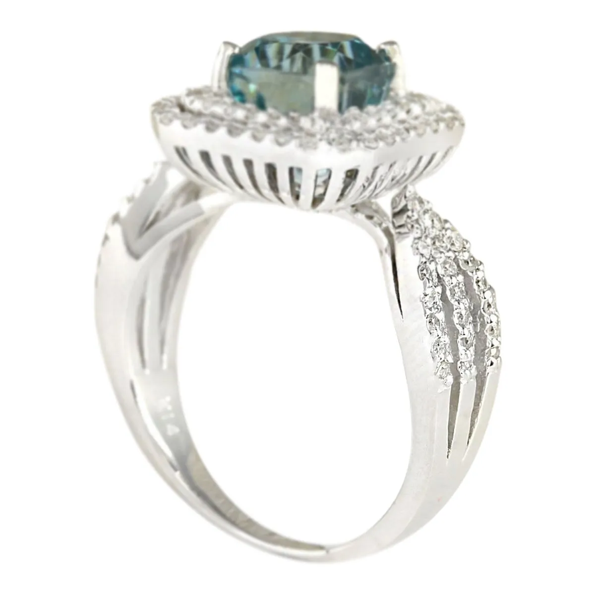 5.46 Carat Natural Zircon 14K White Gold Diamond Ring