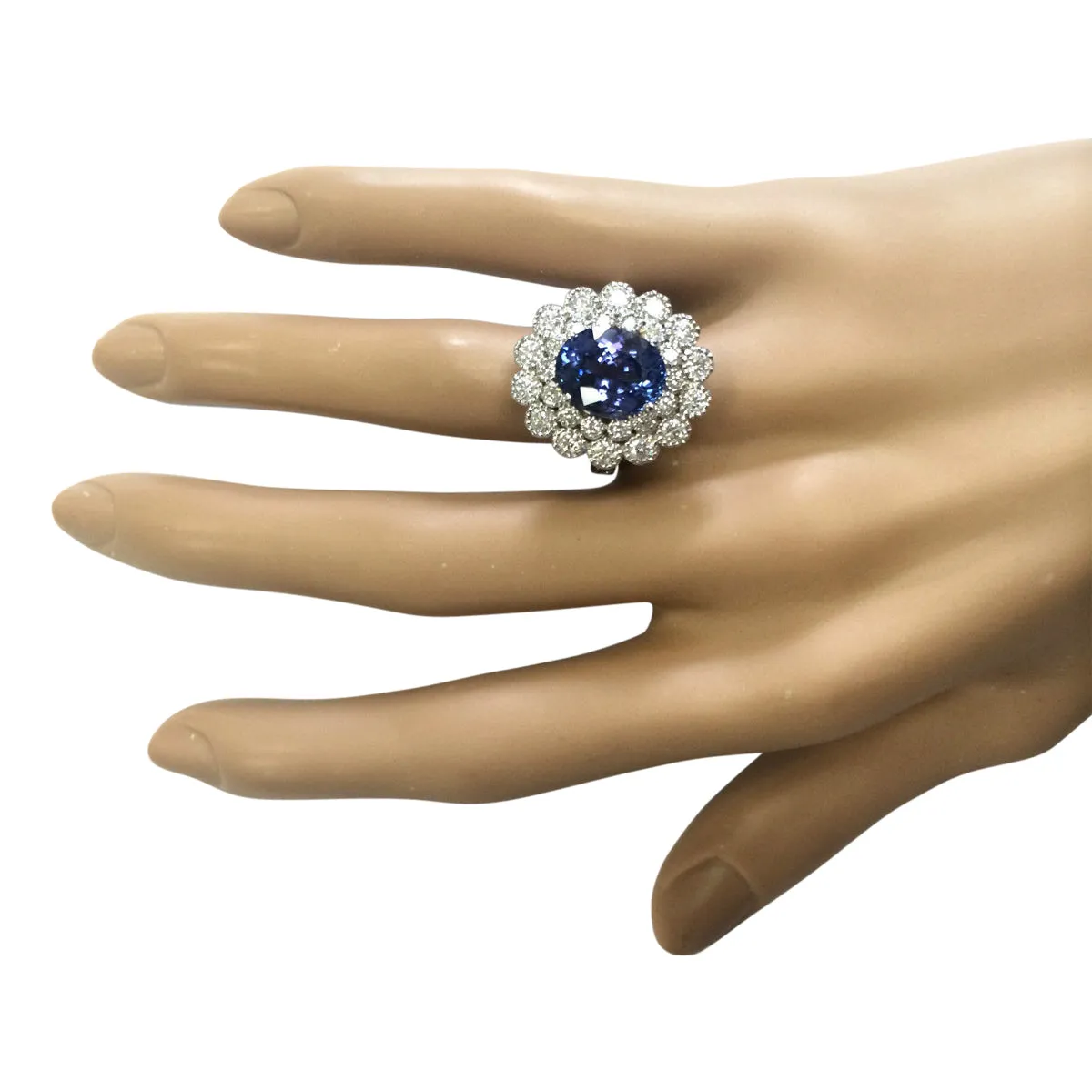 5.51 Carat Natural Tanzanite 14K White Gold Diamond Ring