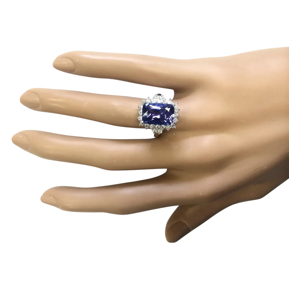5.55 Carat Natural Tanzanite 14K White Gold Diamond Ring
