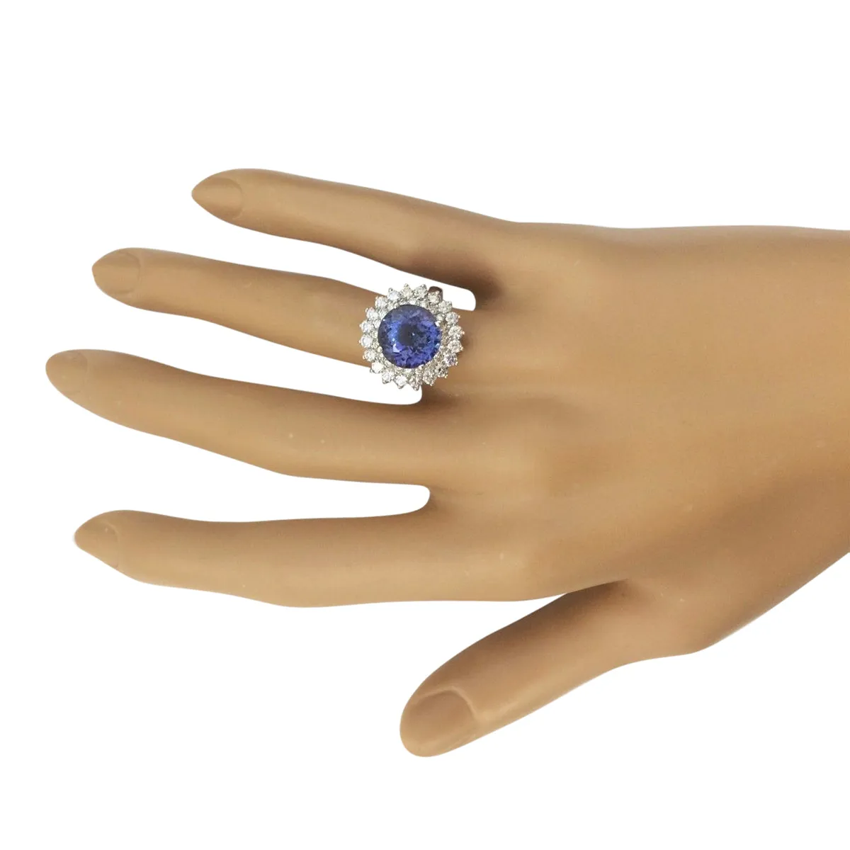 5.68 Carat Natural Tanzanite 14K White Gold Diamond Ring