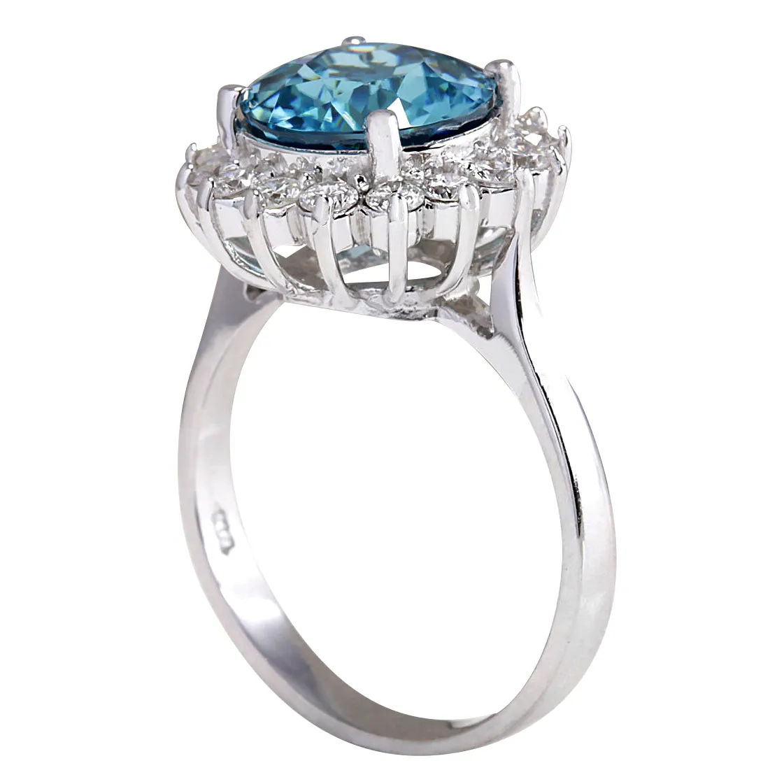 5.72 Carat Natural Zircon 14K White Gold Diamond Ring
