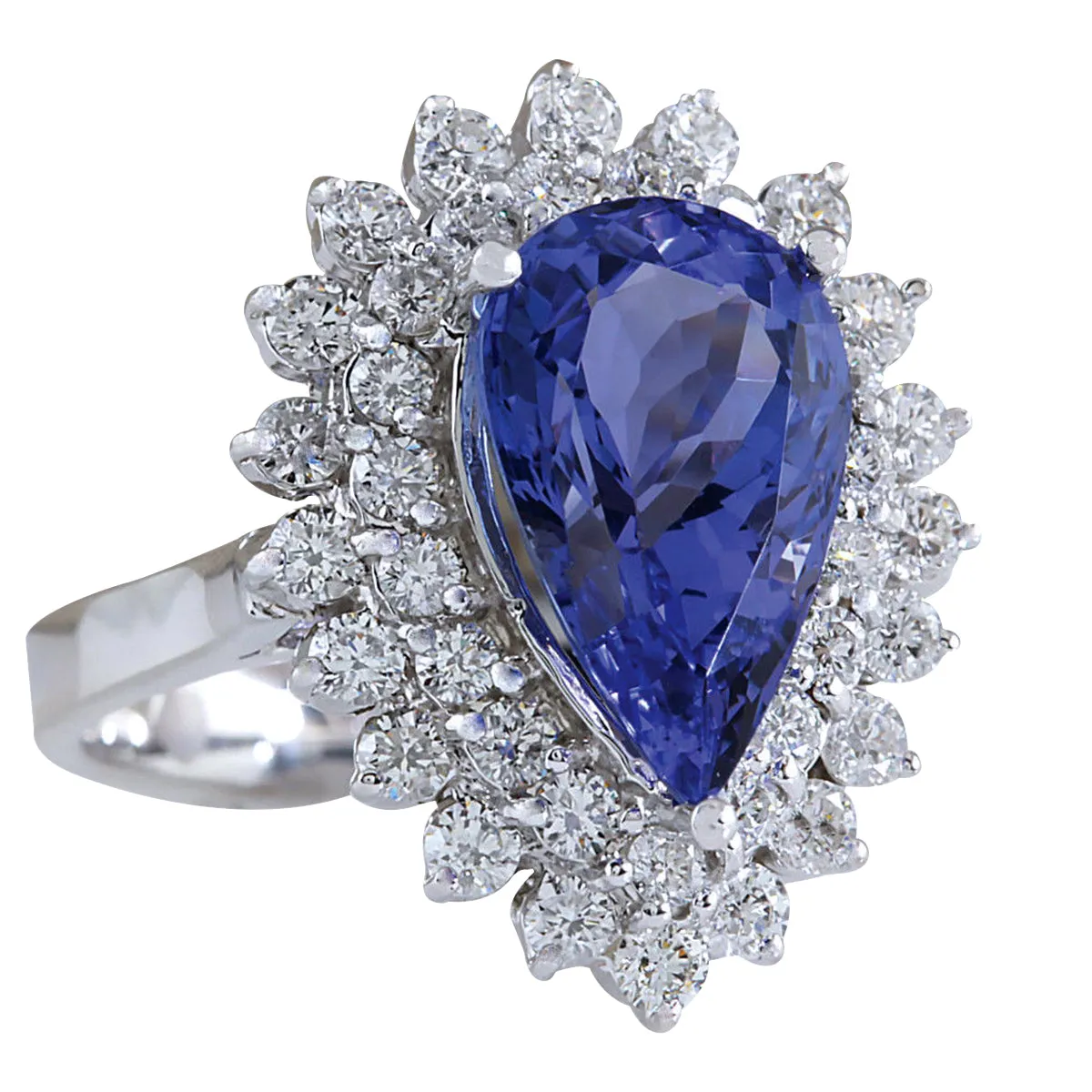 5.73 Carat Natural Tanzanite 14K White Gold Diamond Ring